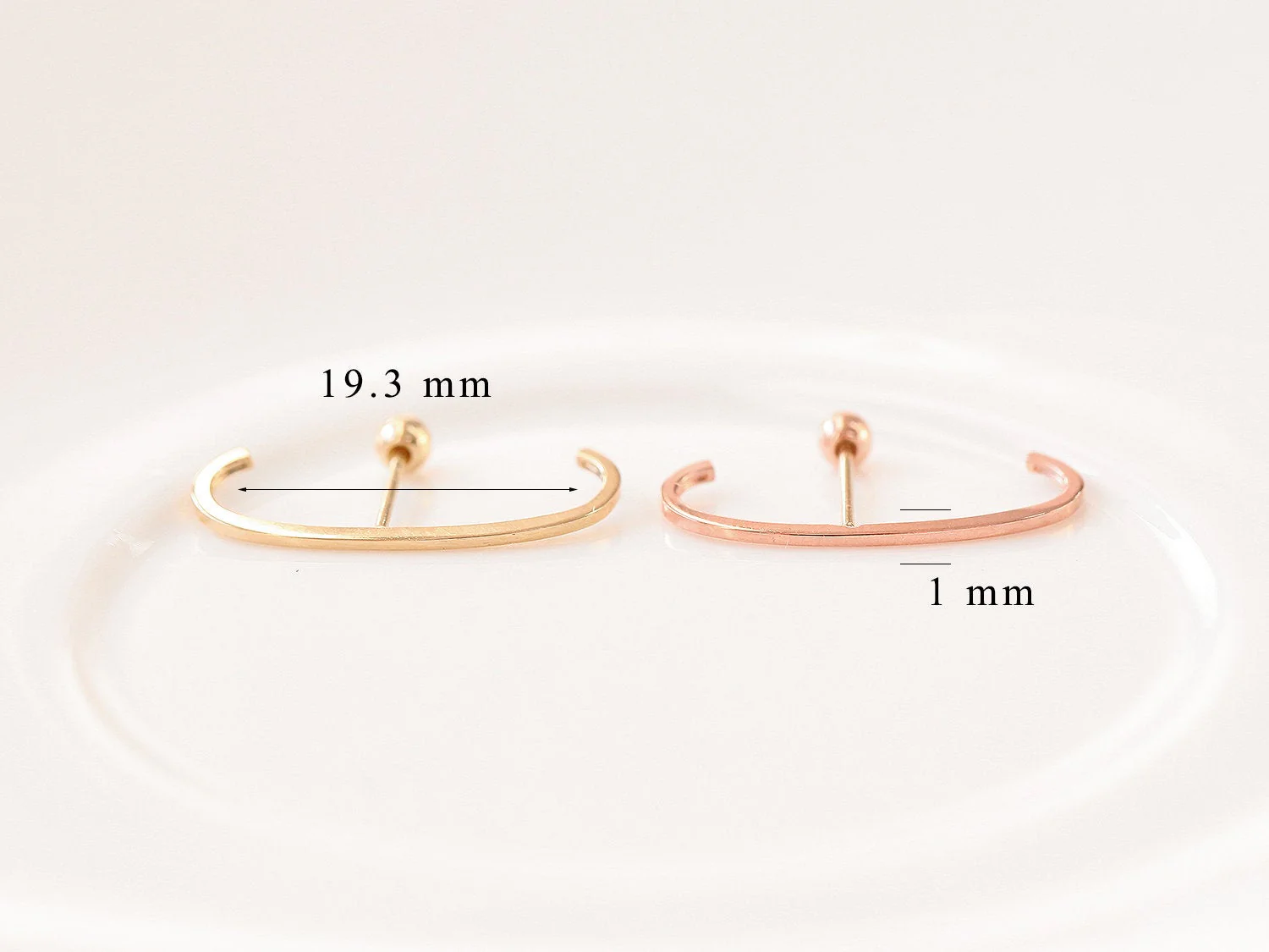 14K Gold Half Cubic Ear Cuff Cartilage Earring 20G - Image 12
