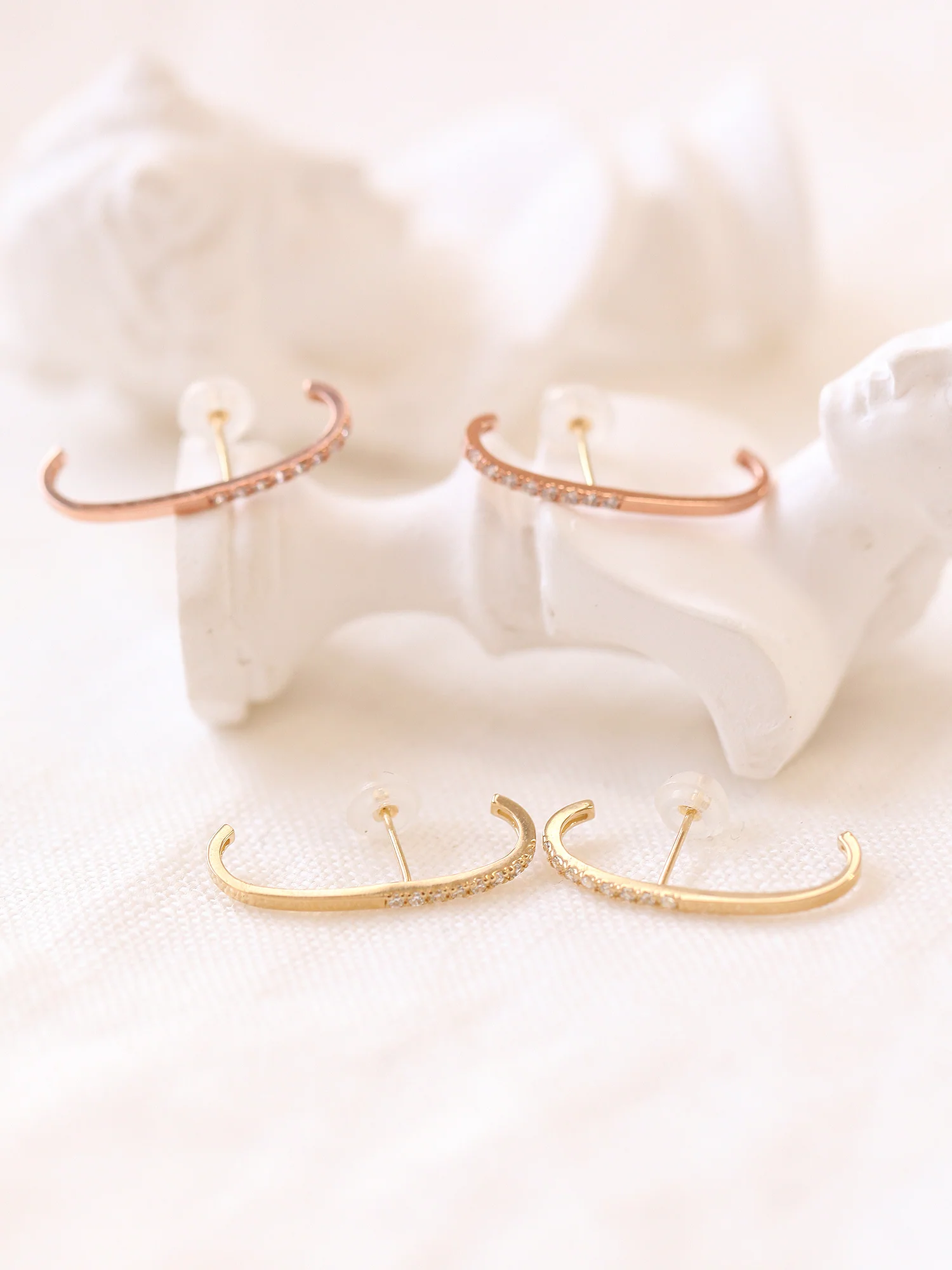 14K Gold Half Cubic Ear Cuff Cartilage Earring 20G - Image 7