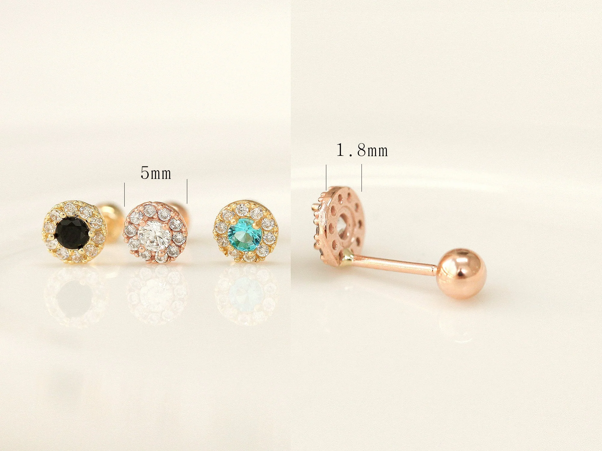 14K Gold Candy Cubic Cartilage earring 20g - Image 10