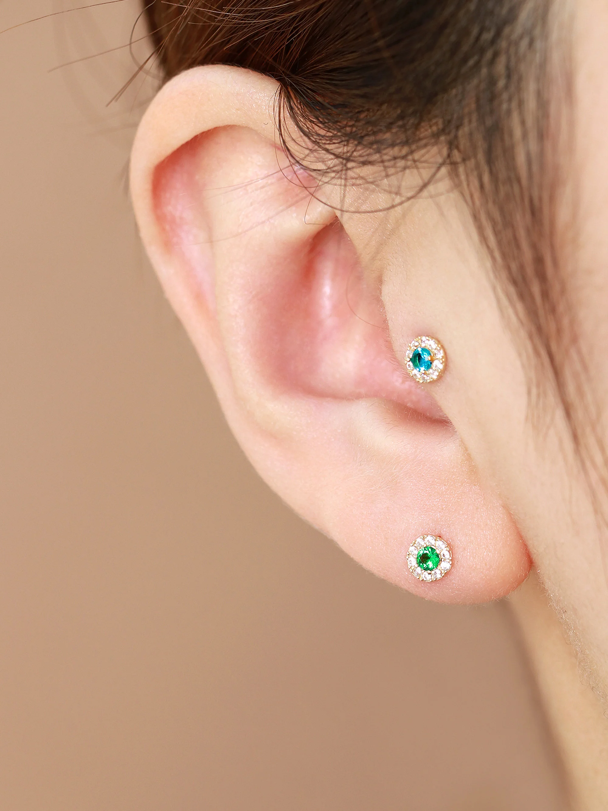 14K Gold Candy Cubic Cartilage earring 20g - Image 2