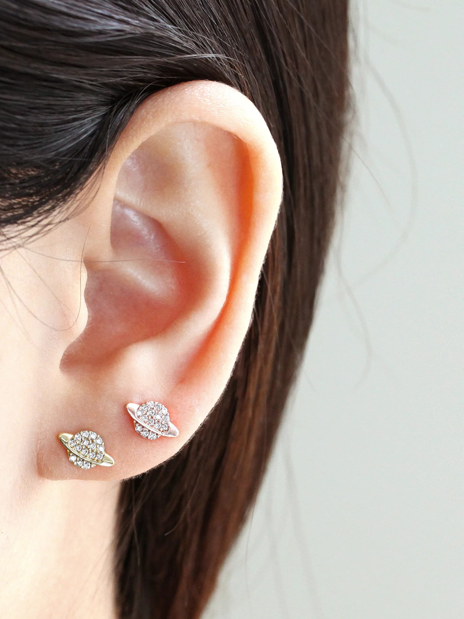 14K Gold Spaceship Cartilage Earring 20G - Image 7