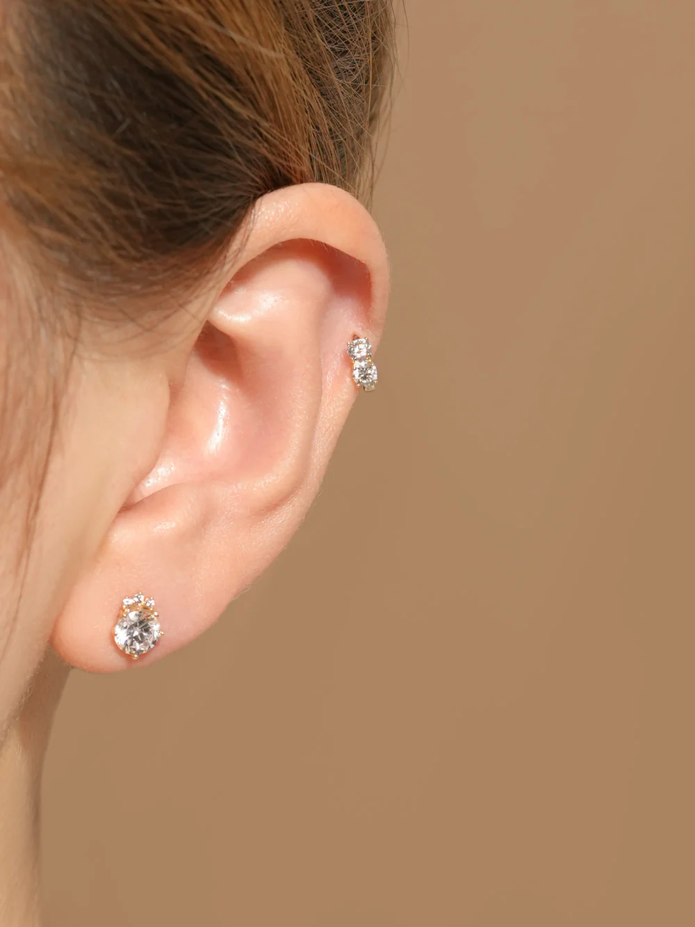 14K 18 Moissanite Dia Mini Two Way Hoop Earring - Image 10