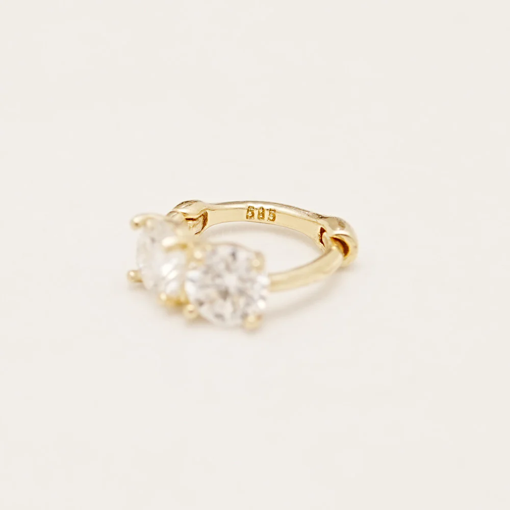 14K 18 Moissanite Dia Mini Two Way Hoop Earring - Image 13