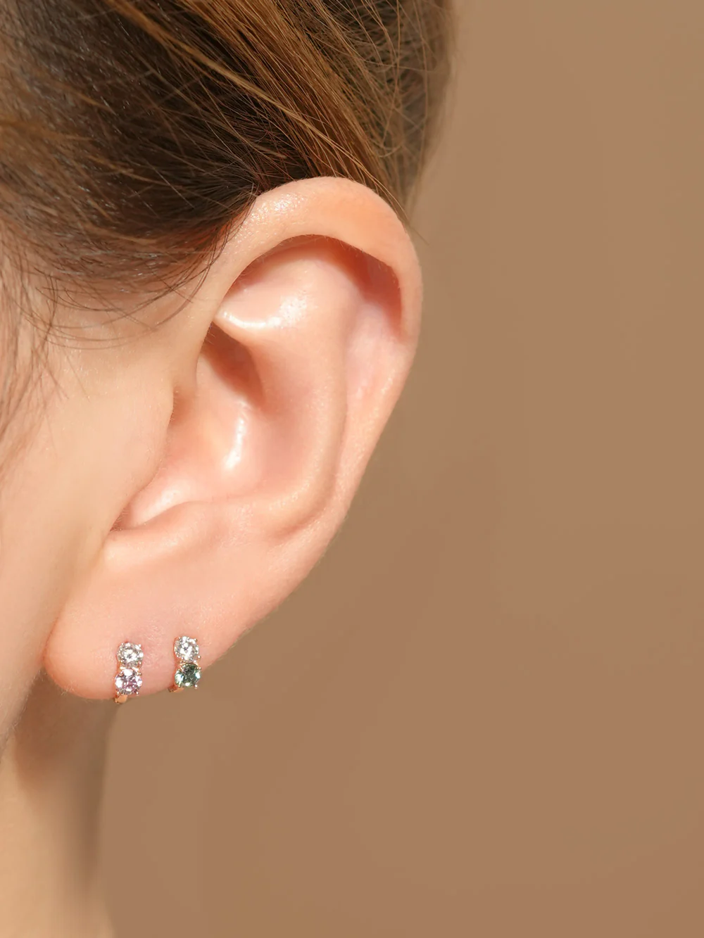 14K 18 Moissanite Dia Mini Two Way Hoop Earring - Image 2