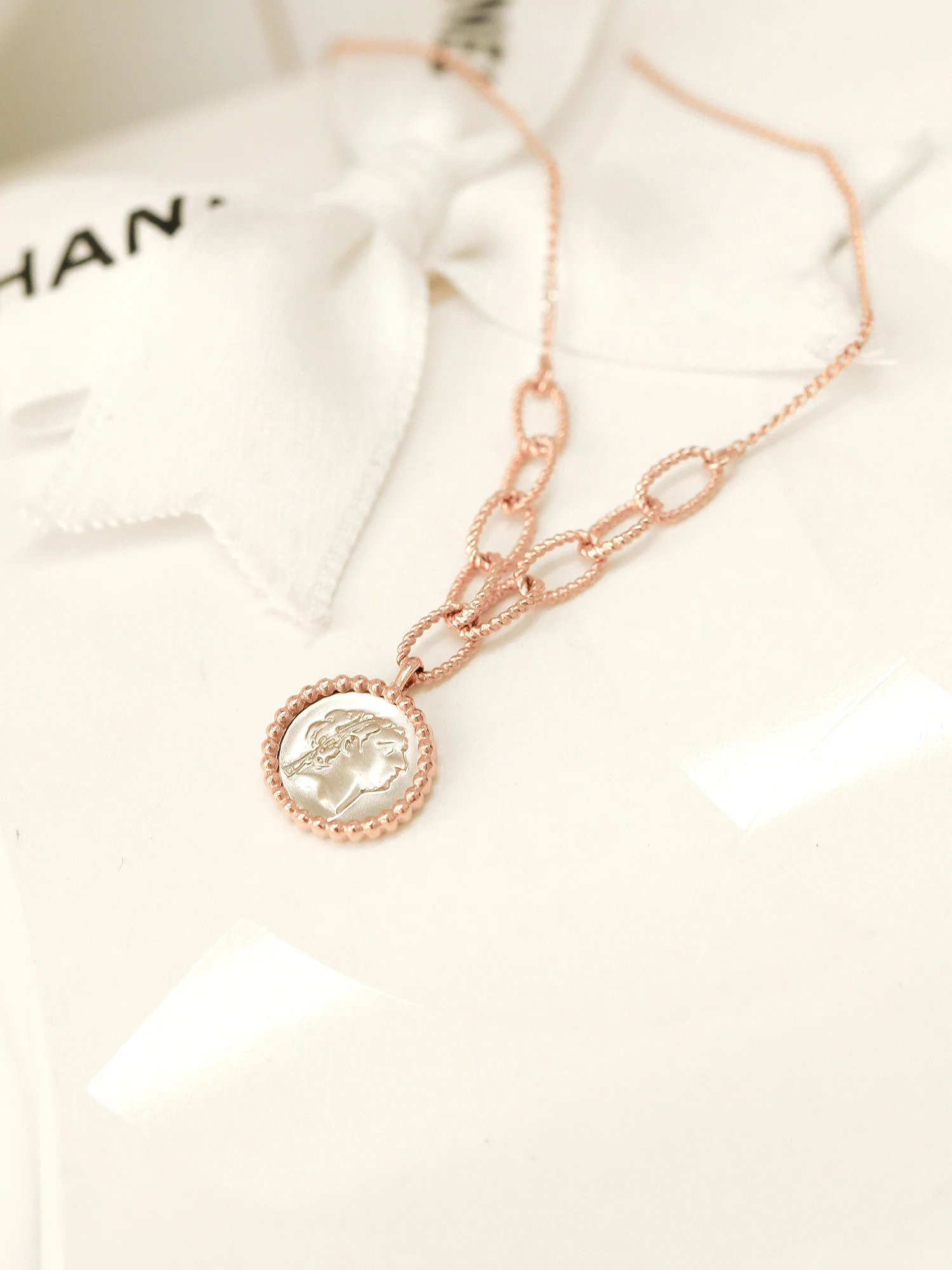 14K 18K Gold Athens Coin Necklace - Image 2