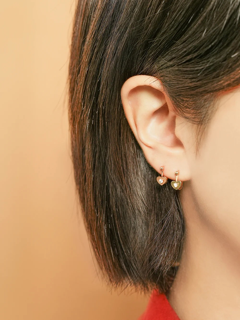 14K 18K Ball Heart Cartilage Hoop Earring - Image 12