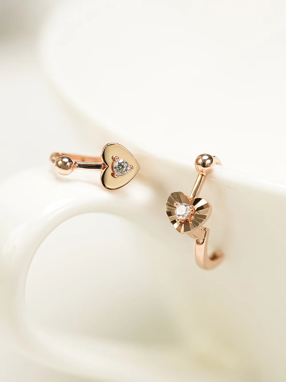 14K 18K Ball Heart Cartilage Hoop Earring - Image 13