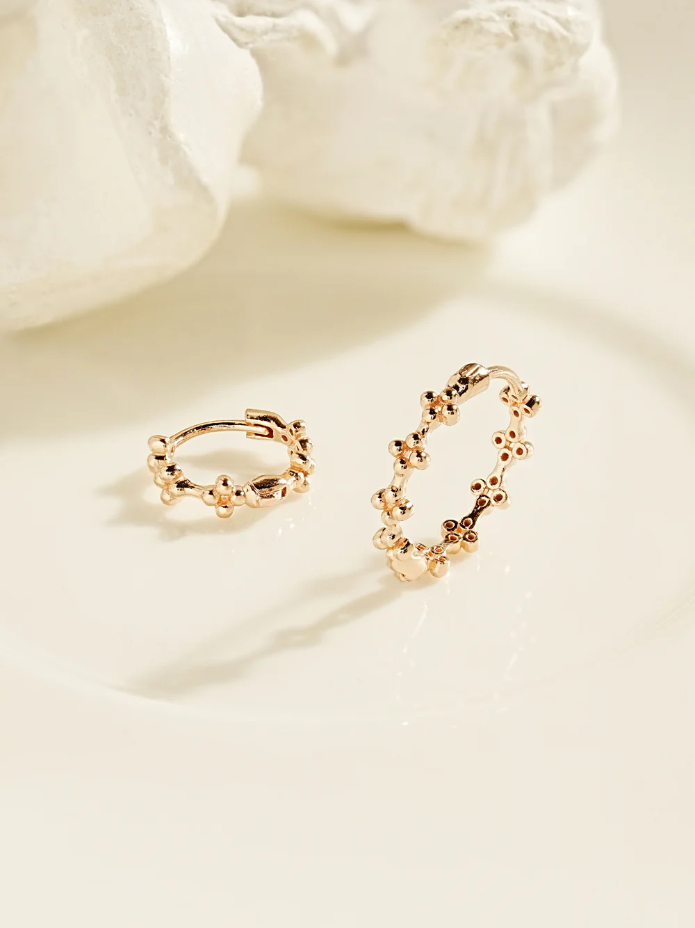 14K 18K Bubble Clover Cartilage Hoop Earring