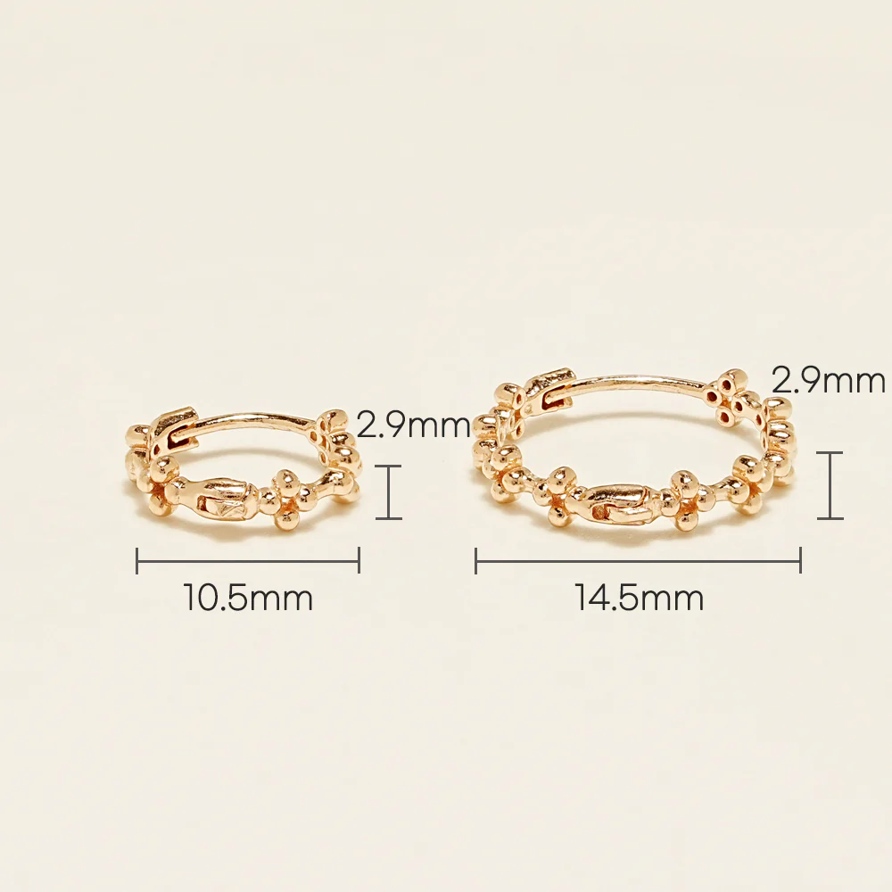 14K 18K Bubble Clover Cartilage Hoop Earring - Image 15