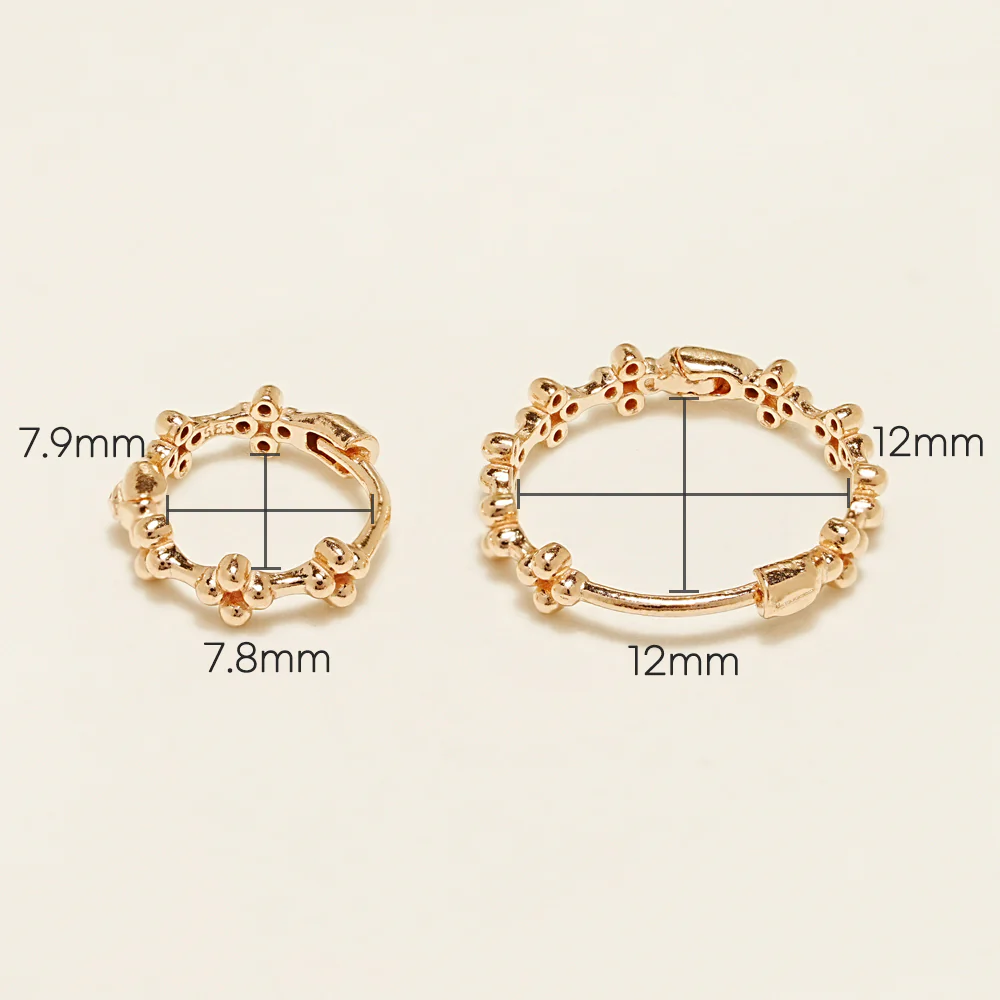 14K 18K Bubble Clover Cartilage Hoop Earring - Image 16