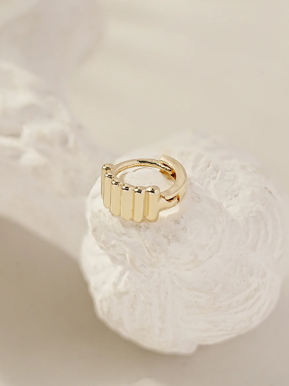 14K 18K Embossed Ring Cartilage Hoop Earring - Image 12