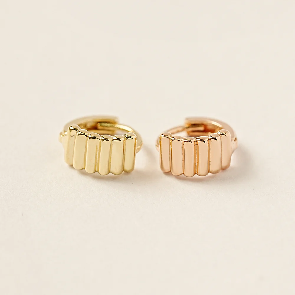 14K 18K Embossed Ring Cartilage Hoop Earring - Image 13