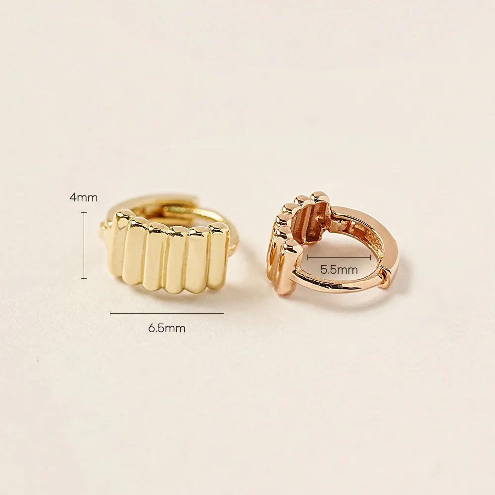 14K 18K Embossed Ring Cartilage Hoop Earring - Image 15