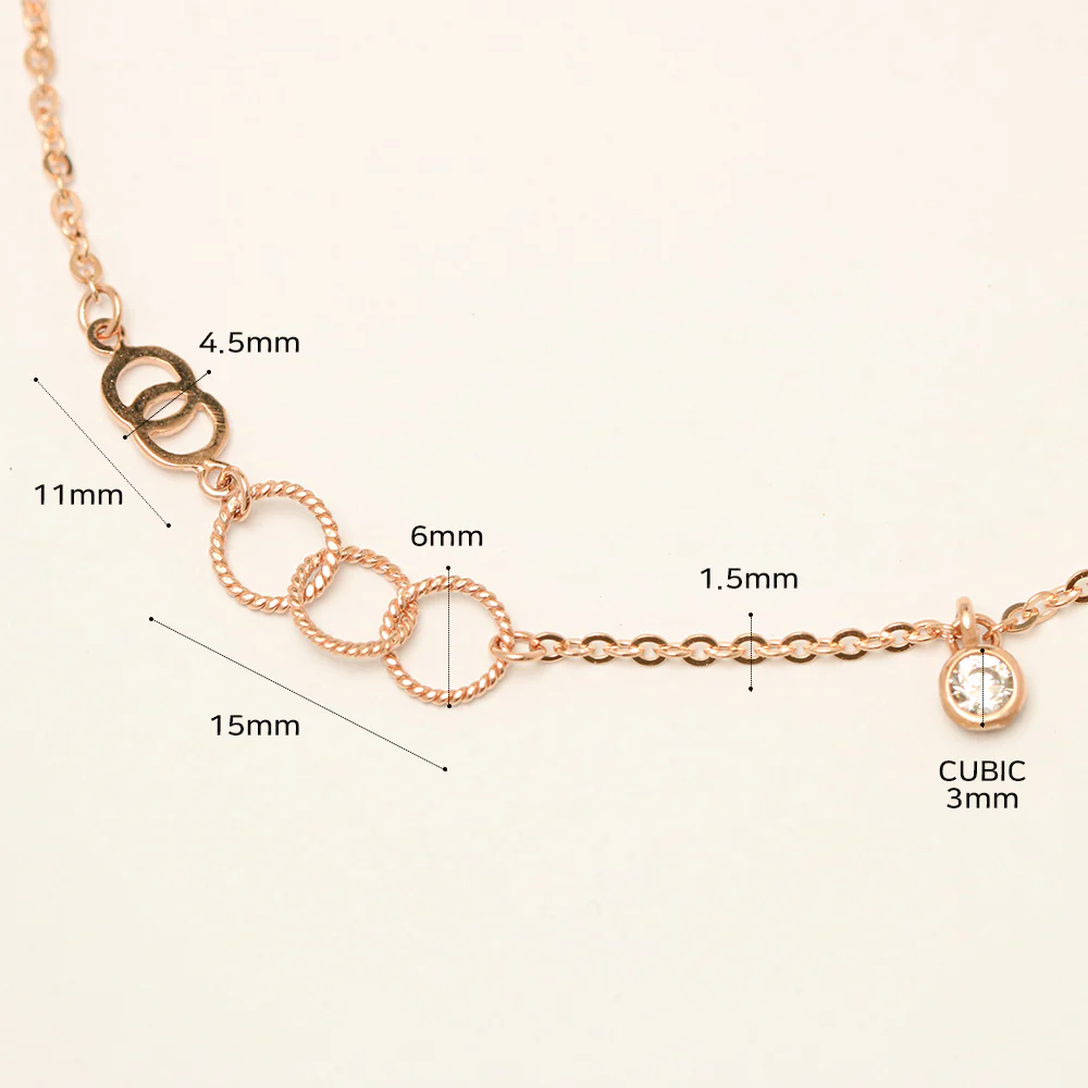 14K 18K Gold Circle Ring Cubic Drop Chain Anklet - Image 13