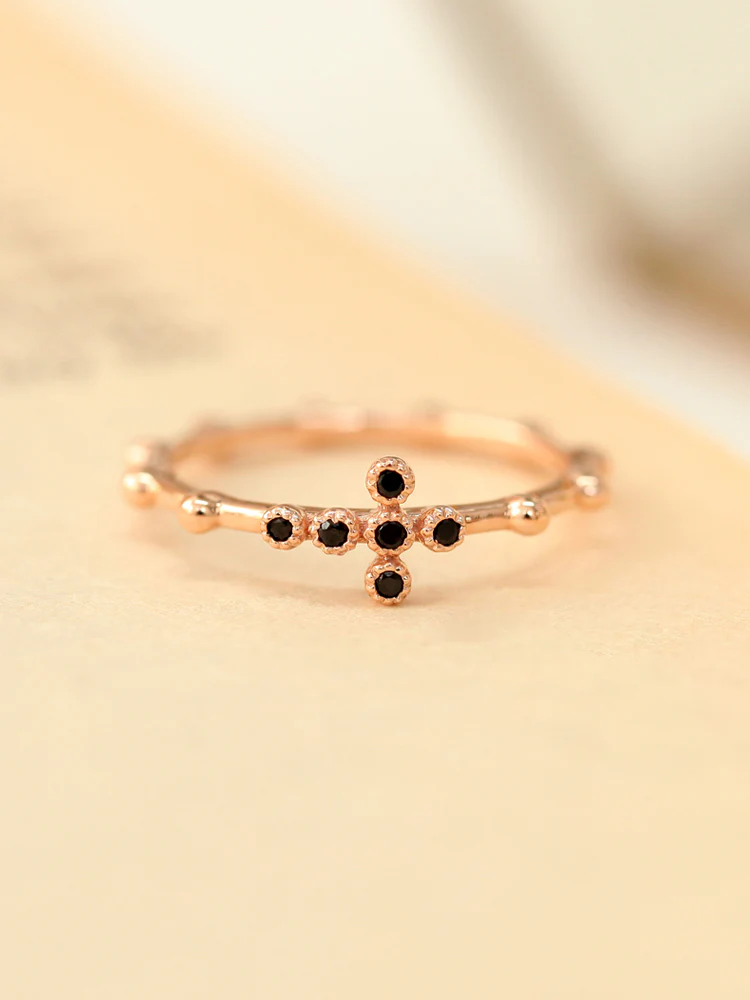 14K 18K Gold Cross Onyx Ring - Image 2