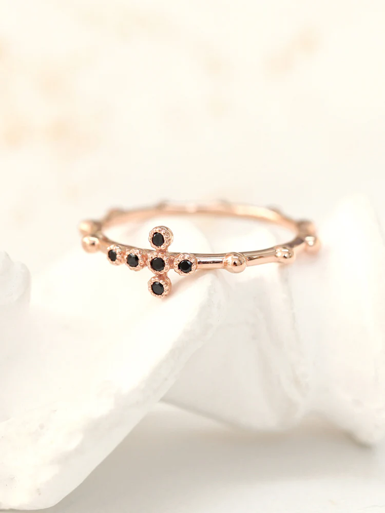 14K 18K Gold Cross Onyx Ring - Image 3