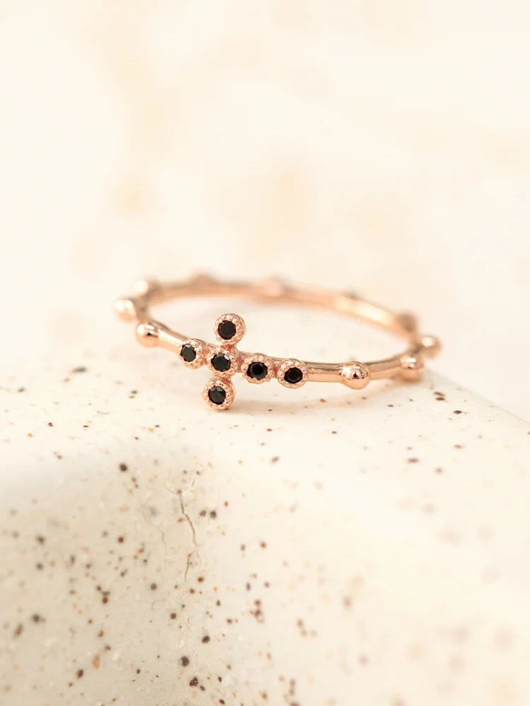 14K 18K Gold Cross Onyx Ring - Image 5