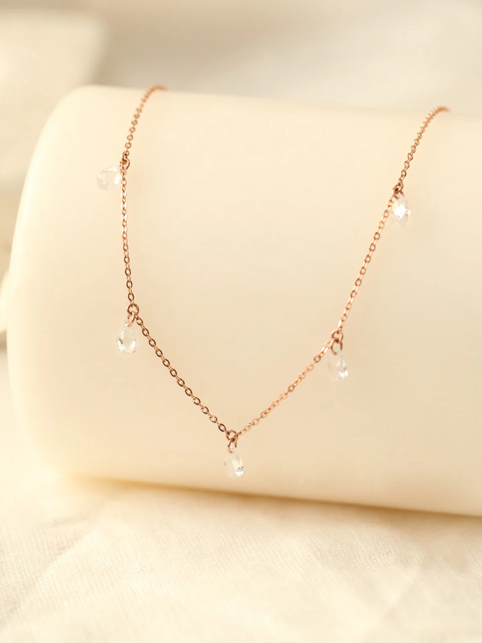 14K 18K Gold Crystal Water Drop Necklace - Image 10