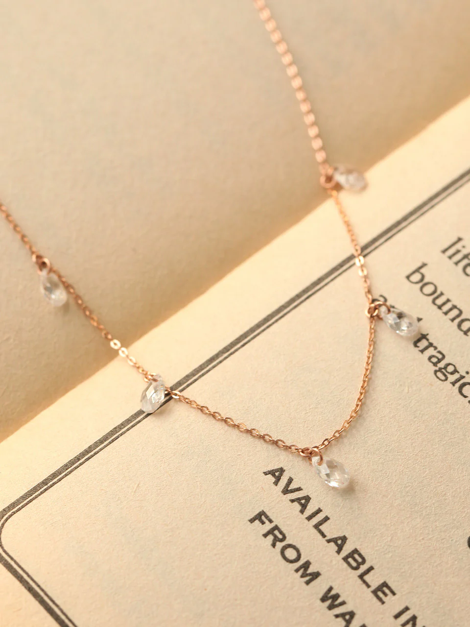 14K 18K Gold Crystal Water Drop Necklace - Image 6