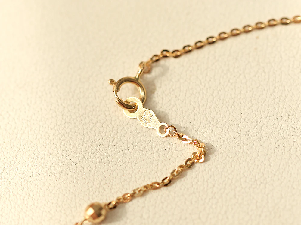 14K Gold Cutting Drop Ball Necklace - Image 10
