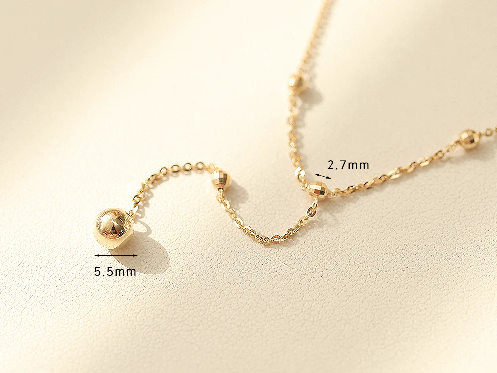 14K Gold Cutting Drop Ball Necklace - Image 11