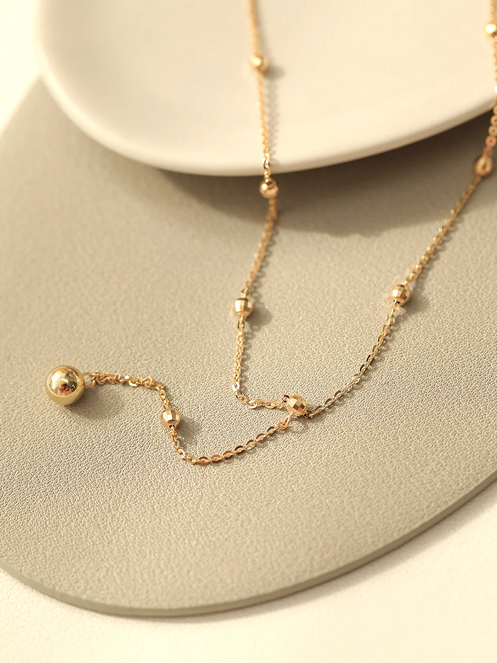 14K Gold Cutting Drop Ball Necklace - Image 8