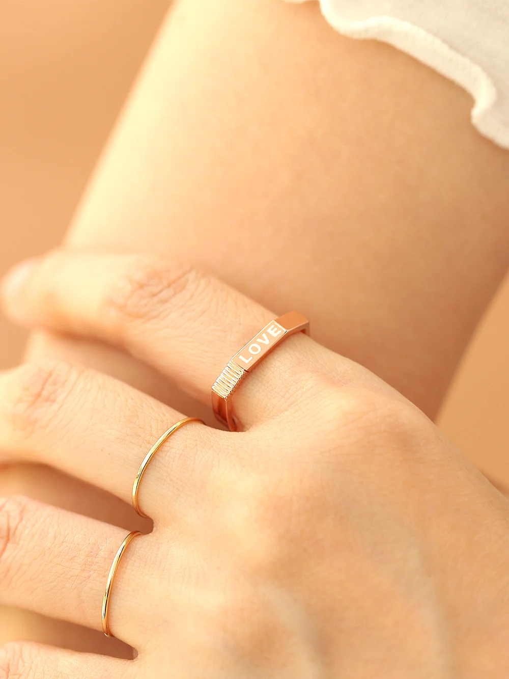 14K 18K Gold Enamel Love Ring - Image 10