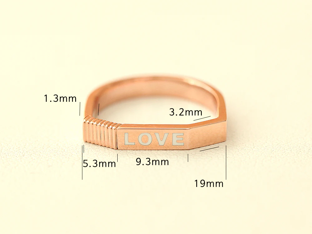 14K 18K Gold Enamel Love Ring - Image 11