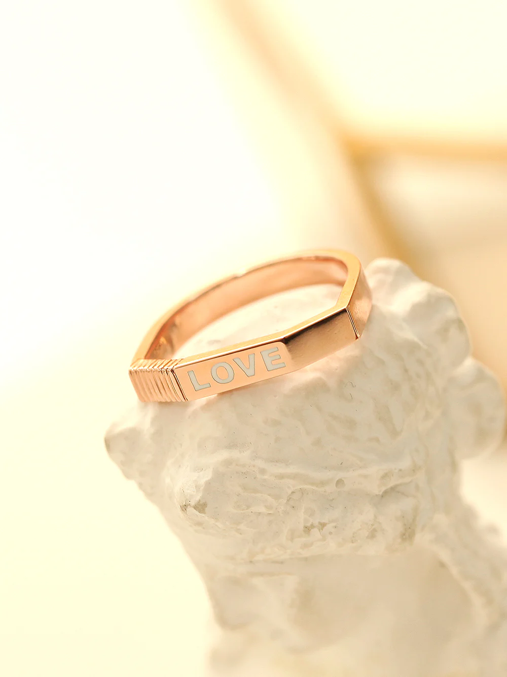 14K 18K Gold Enamel Love Ring - Image 5