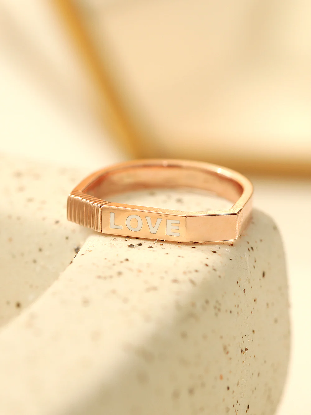 14K 18K Gold Enamel Love Ring - Image 6