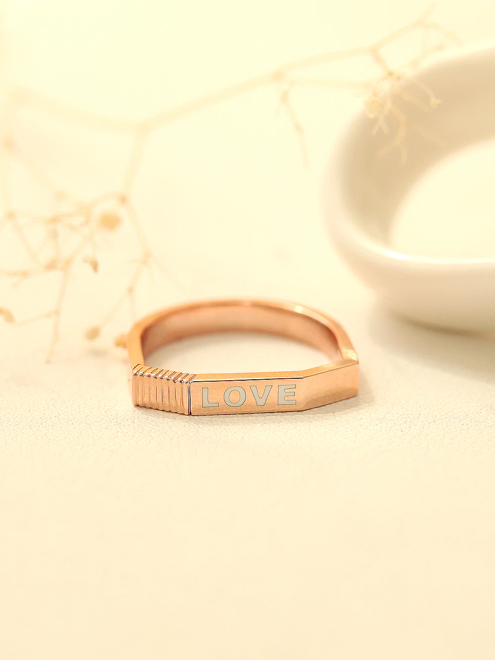 14K 18K Gold Enamel Love Ring - Image 7
