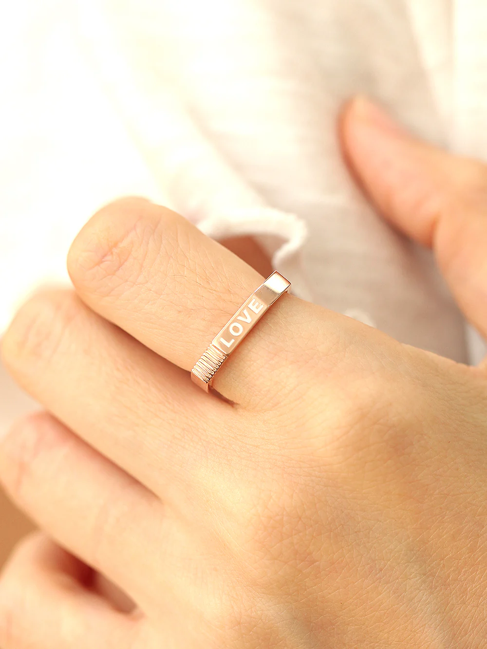 14K 18K Gold Enamel Love Ring - Image 8