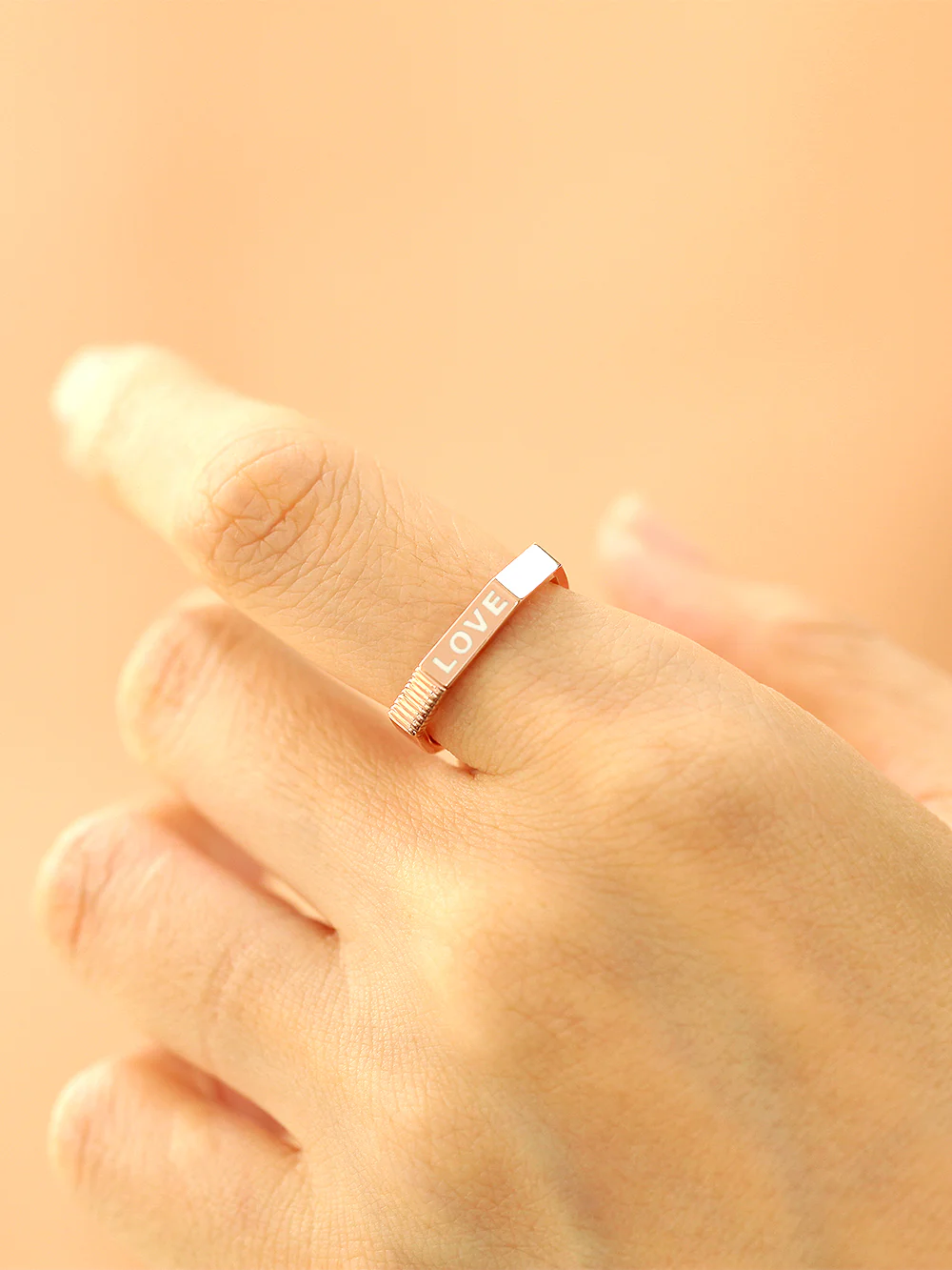 14K 18K Gold Enamel Love Ring - Image 9