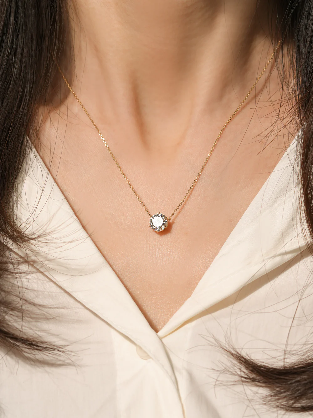 14K Gold 2 Carats Moissanite Dia Six Prong Pendant and Necklace - Image 10