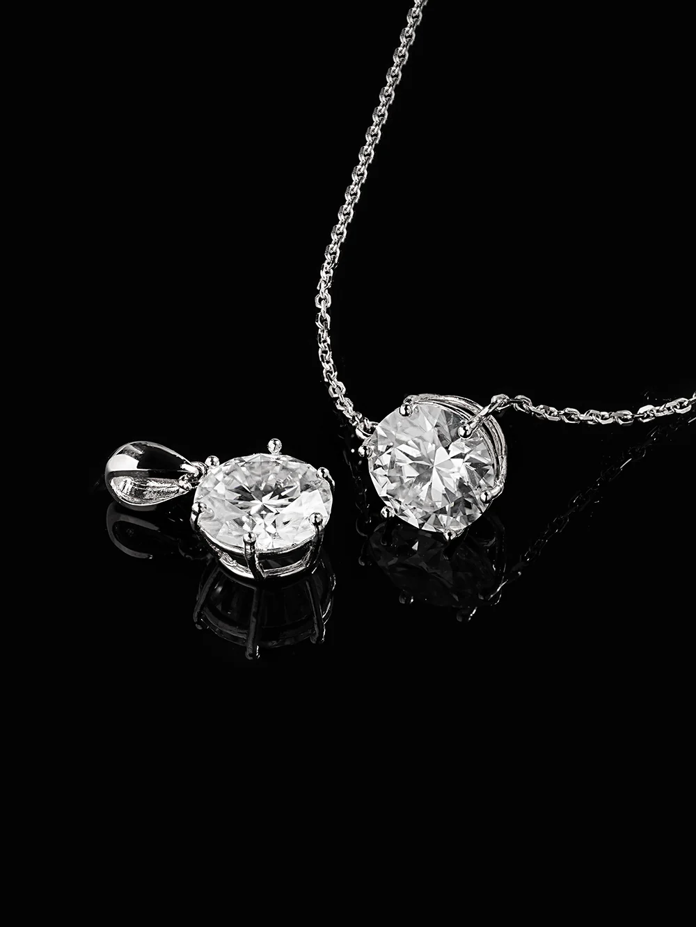 14K Gold 2 Carats Moissanite Dia Six Prong Pendant and Necklace - Image 11
