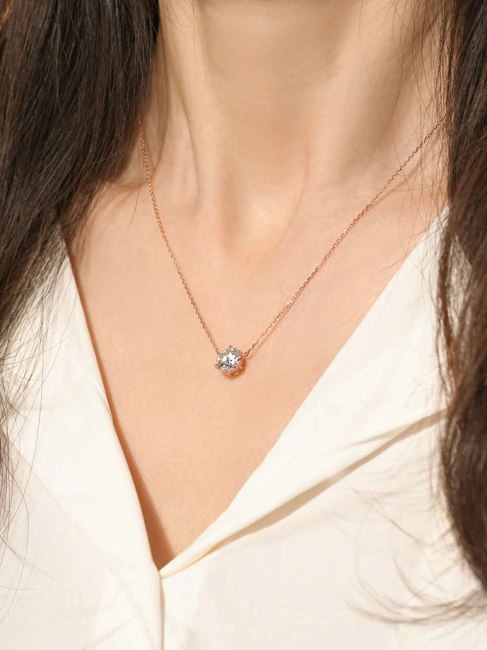 14K Gold 2 Carats Moissanite Dia Six Prong Pendant and Necklace - Image 12