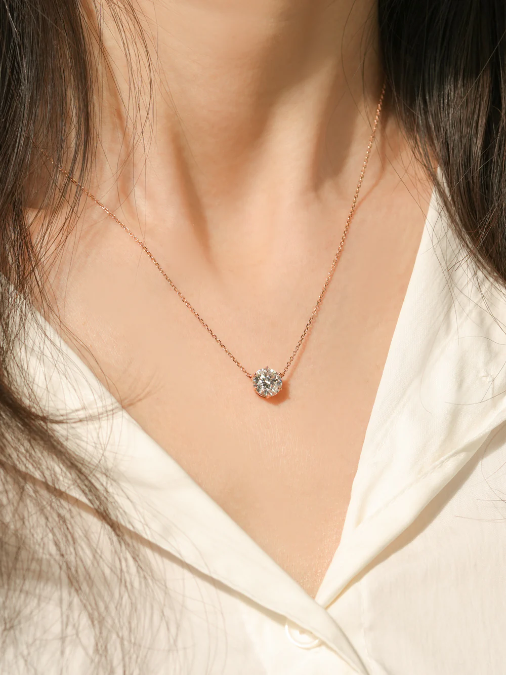 14K Gold 2 Carats Moissanite Dia Six Prong Pendant and Necklace - Image 14