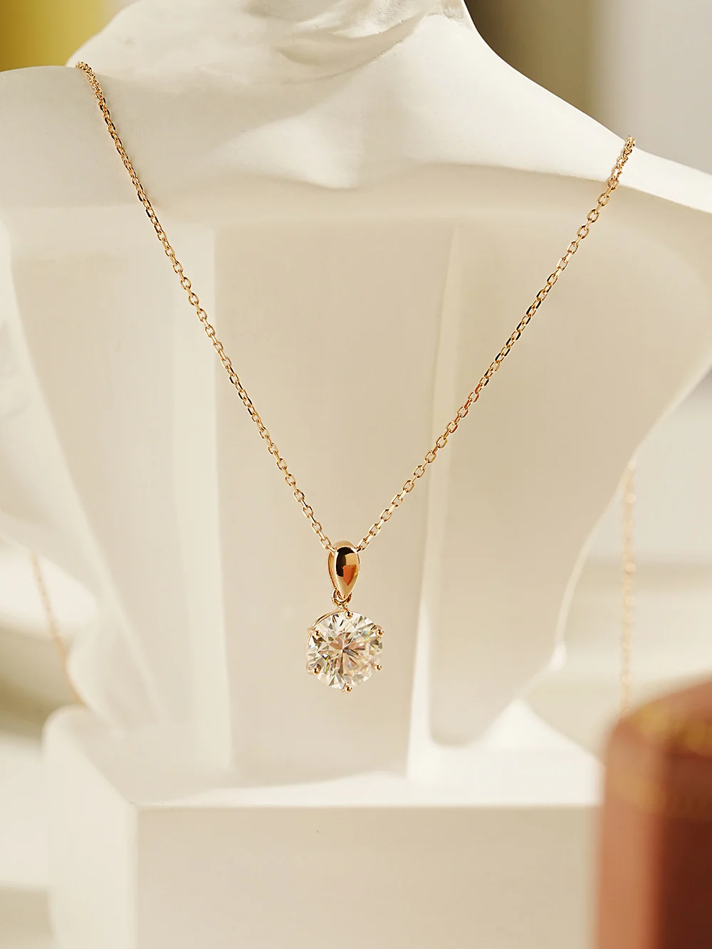14K Gold 2 Carats Moissanite Dia Six Prong Pendant and Necklace - Image 15