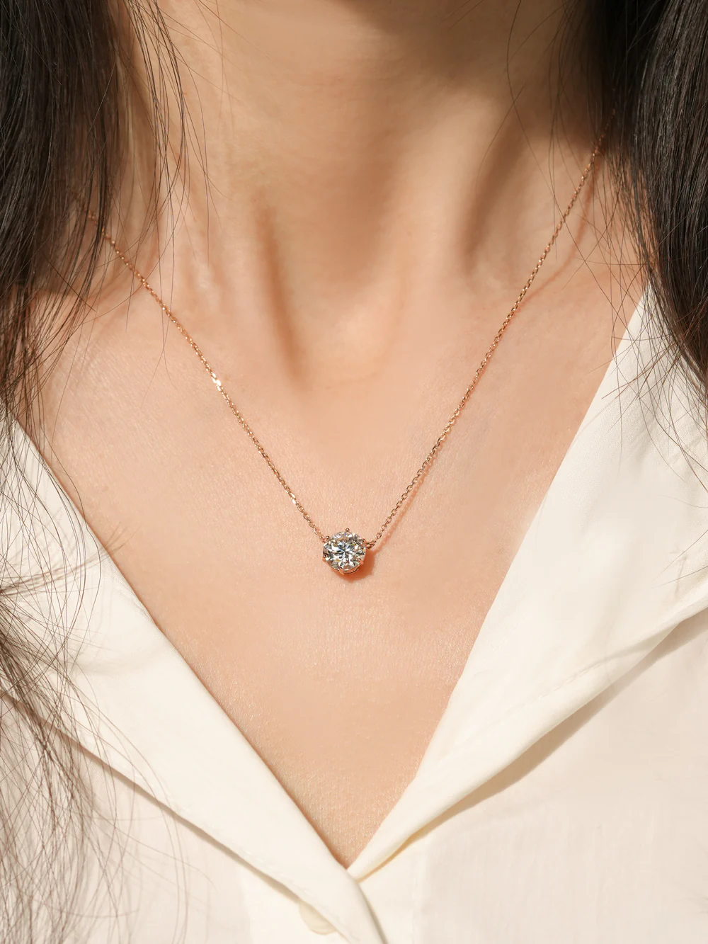 14K Gold 2 Carats Moissanite Dia Six Prong Pendant and Necklace - Image 16