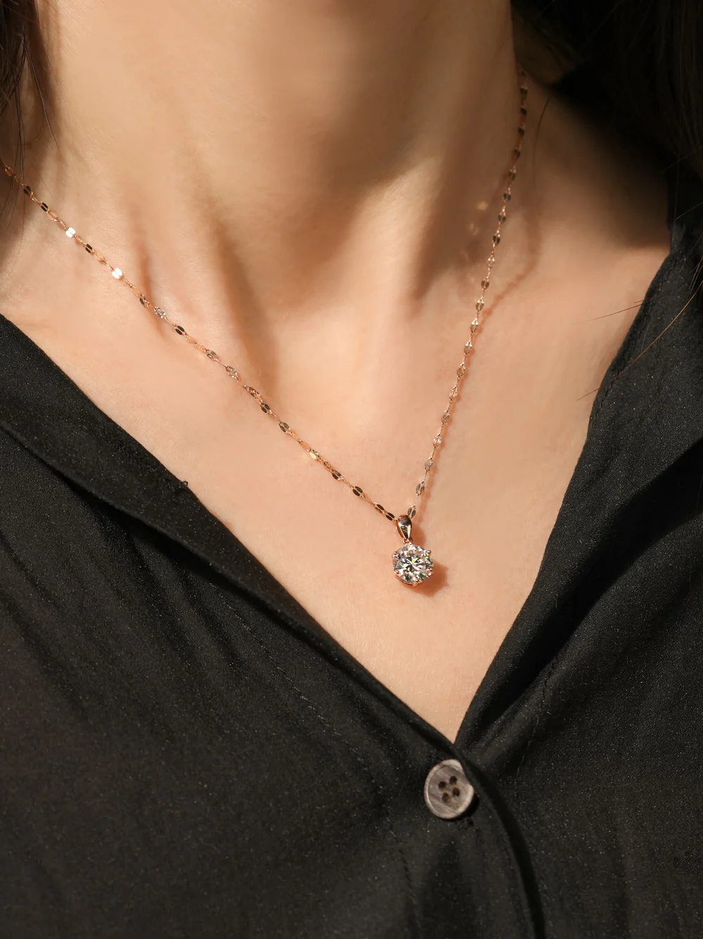 14K Gold 2 Carats Moissanite Dia Six Prong Pendant and Necklace - Image 18