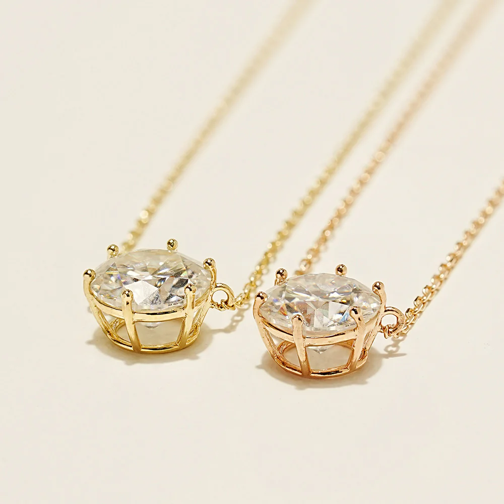 14K Gold 2 Carats Moissanite Dia Six Prong Pendant and Necklace - Image 22
