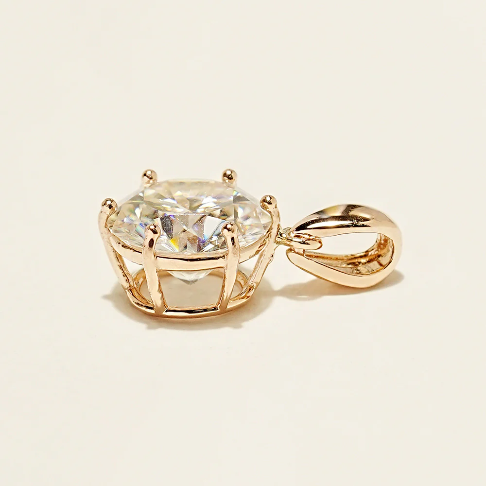 14K Gold 2 Carats Moissanite Dia Six Prong Pendant and Necklace - Image 23