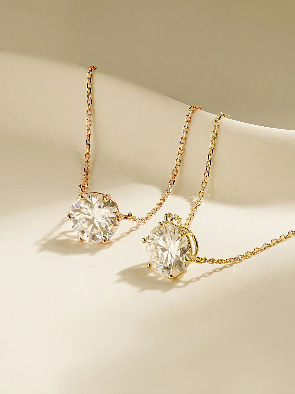 14K Gold 2 Carats Moissanite Dia Six Prong Pendant and Necklace - Image 5