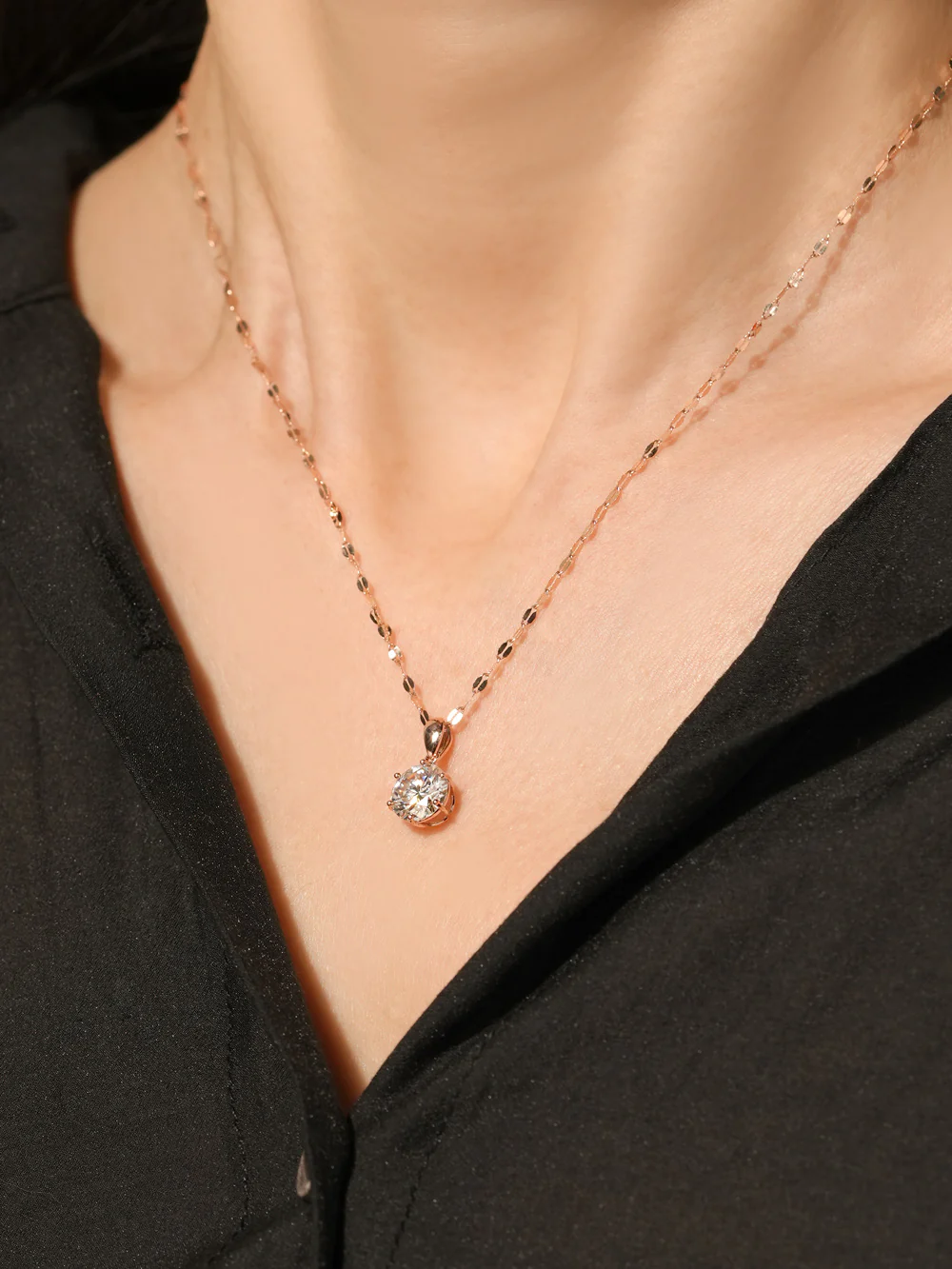14K Gold 2 Carats Moissanite Dia Six Prong Pendant and Necklace - Image 6