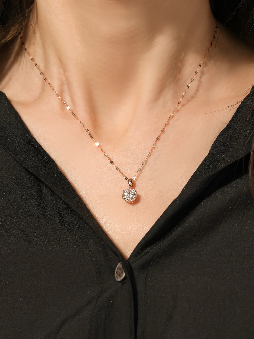 14K Gold 2 Carats Moissanite Dia Six Prong Pendant and Necklace - Image 8