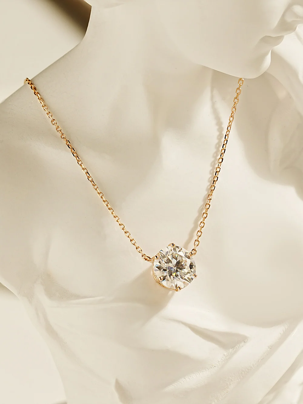 14K Gold 2 Carats Moissanite Dia Six Prong Pendant and Necklace - Image 9