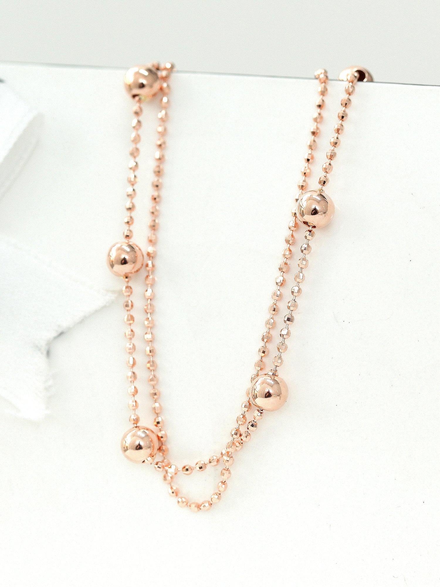 14K 18K Gold 2 Line Shine Ball Bracelet - Image 3