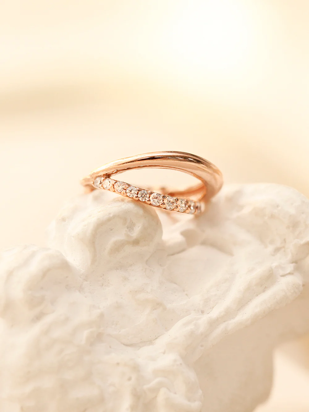 14K 18K Gold 2 Lines Unbalanced Cubic Cartilage Hoop Earring - Image 10