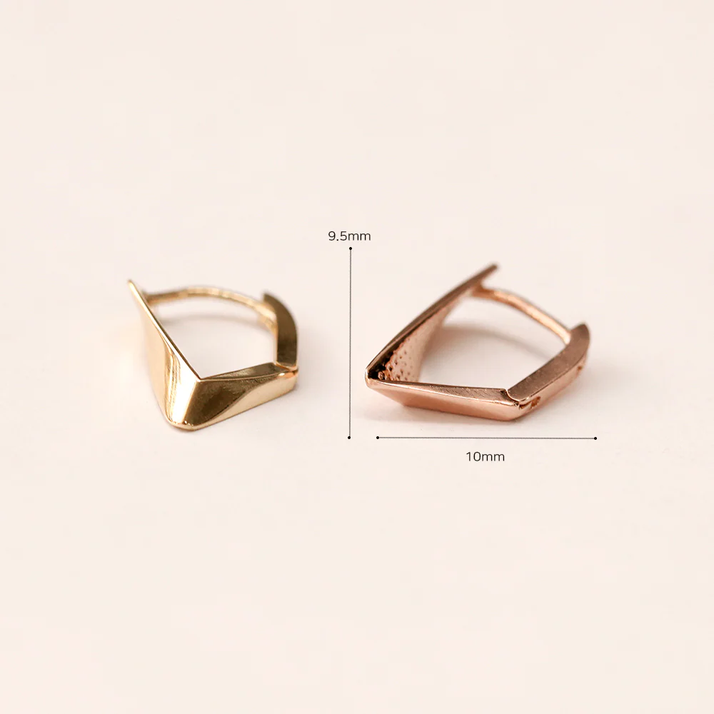 14K 18K Gold 3D Rhombus Cartilage Hoop Earring - Image 12