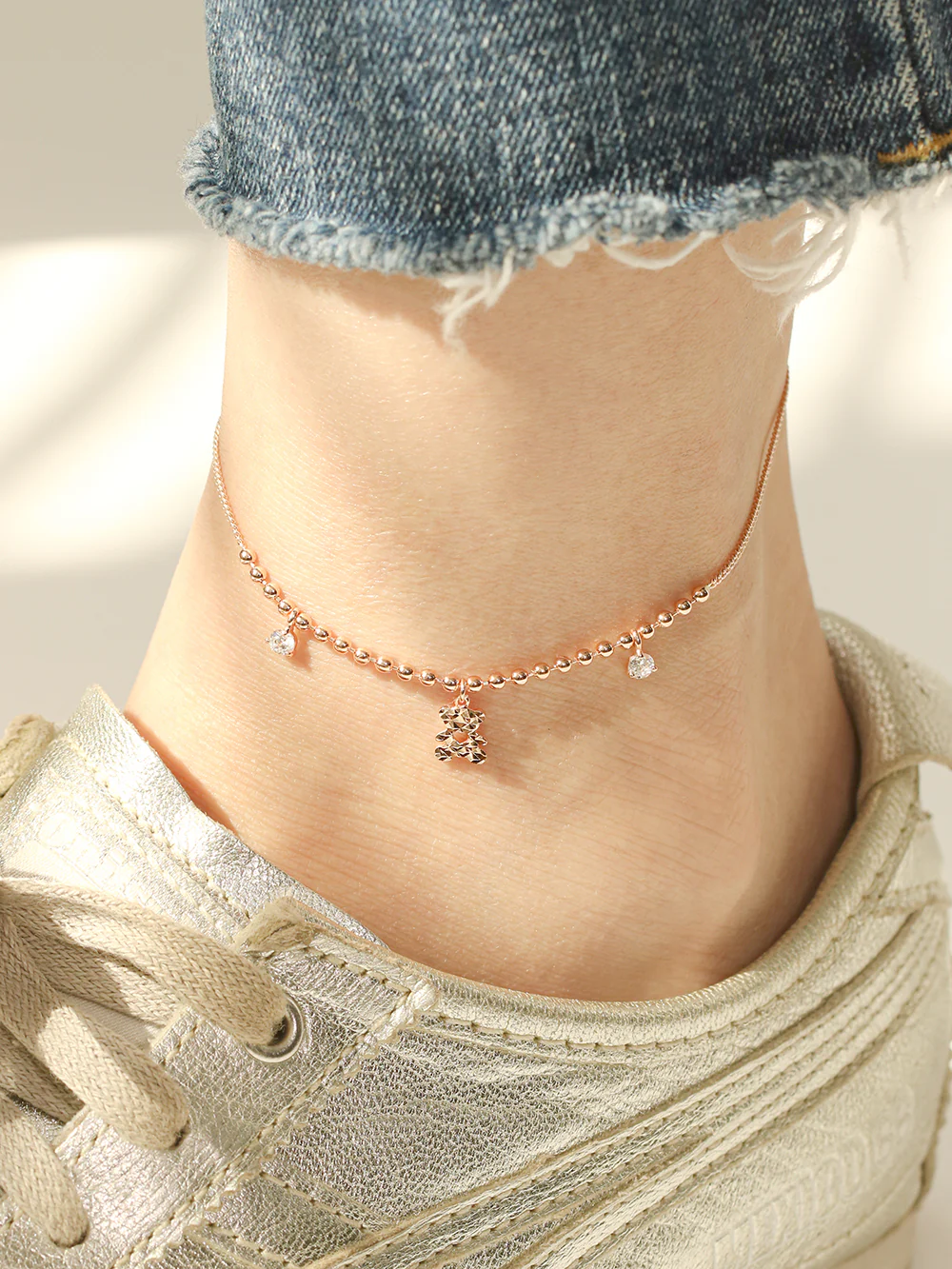 14K 18K Gold Bear Cubic Anklet
